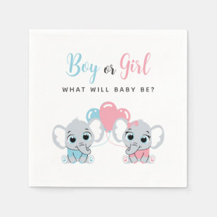 Pink or Blue Balloon Elephant Gender Reveal Napkin