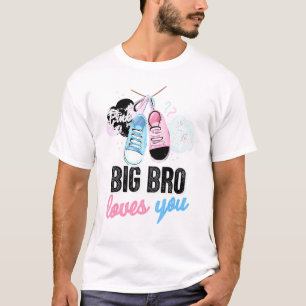 Pink Or Blue Big Bro Loves You Baby Gender Reveal T-Shirt