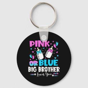 Pink Or Blue Big Brother Loves Gender Reveal Baby Key Ring