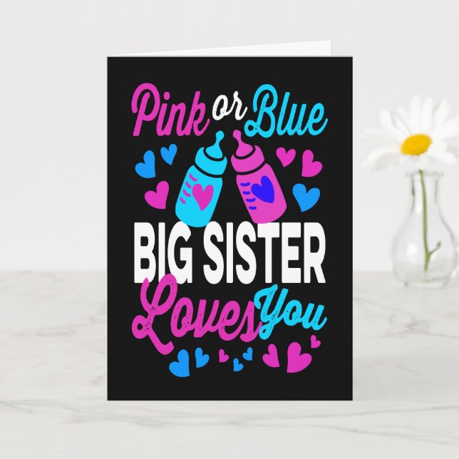 Pink or Blue BIG SISTER Loves You | Cute Card (Small Plant)