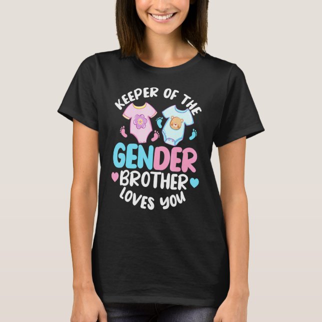 Pink Or Blue Brother Loves You   Brother Gender re T-Shirt (Front)