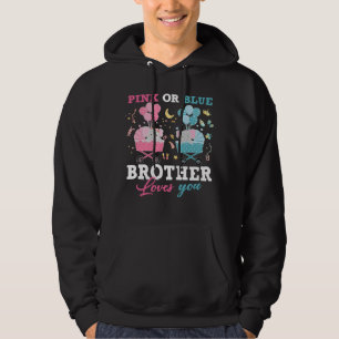 Pink Or Blue Brother Loves You Elephant Baby Gende Hoodie