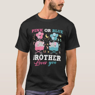Pink Or Blue Brother Loves You Elephant Baby Gende T-Shirt