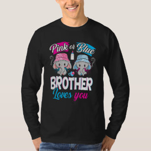 Pink Or Blue Brother Loves You Elephants Baby Gend T-Shirt