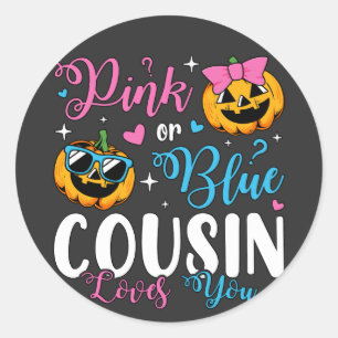Pink Or Blue Cousin Loves You Pumpkin Baby Classic Round Sticker