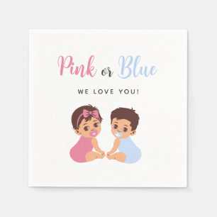 Pink or Blue Cute Baby Pacifier Gender Reveal Napkin