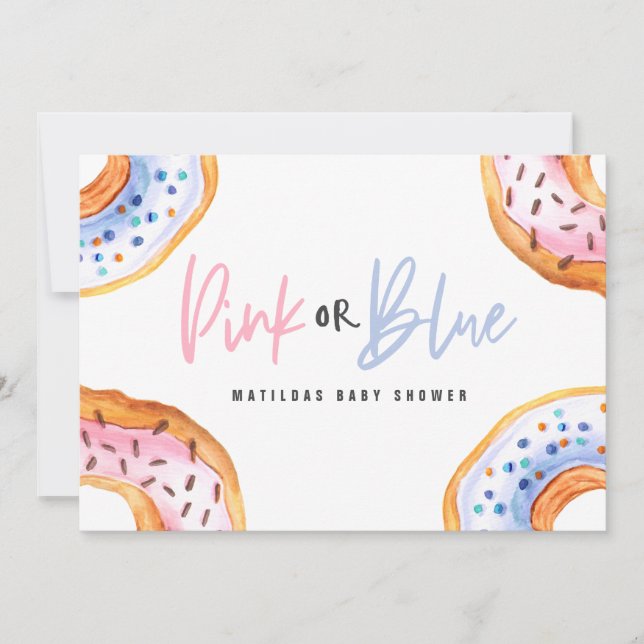 Pink or blue doughnut baby shower announcement (Front)
