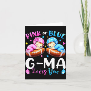 Pink or blue g-ma loves baby gender reveal footbal card