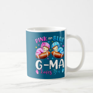 Pink or blue g-ma loves baby gender reveal footbal coffee mug