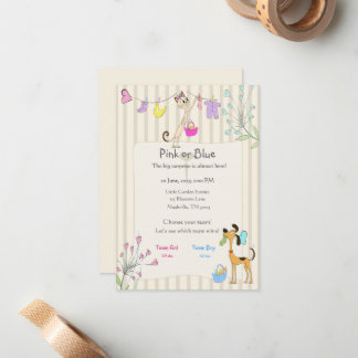 Pink or Blue Gender Reveal Dog & Cat Card