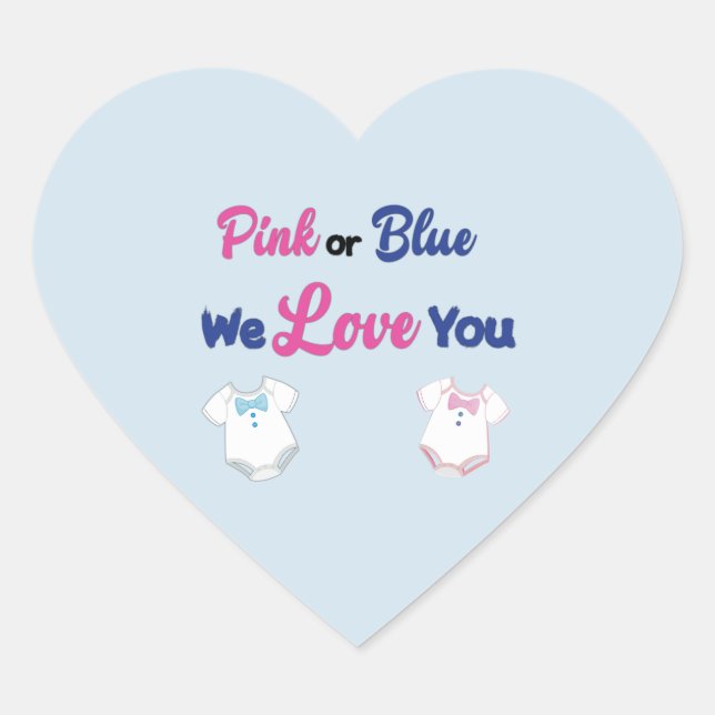 Pink or Blue Gender Reveal Heart Sticker (Front)