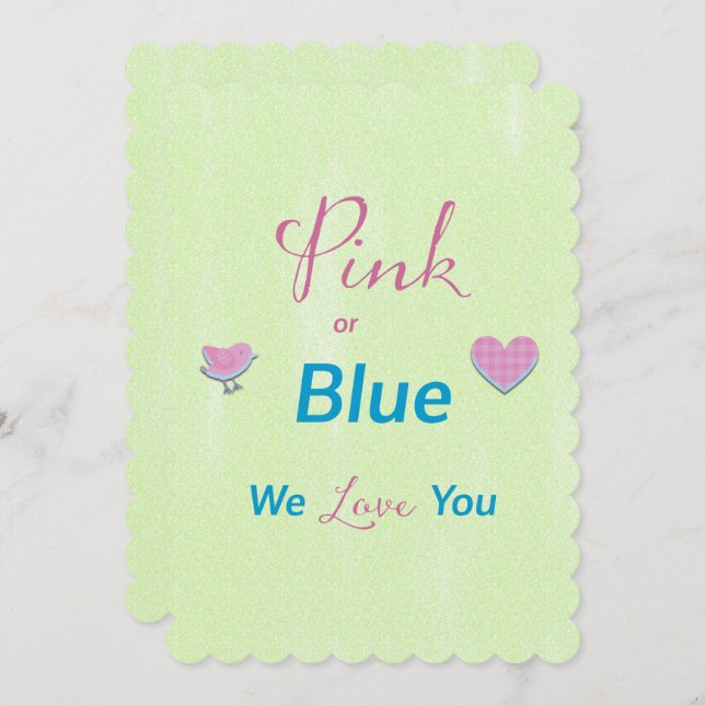 Pink or Blue Gender Reveal Invitation (Front/Back)