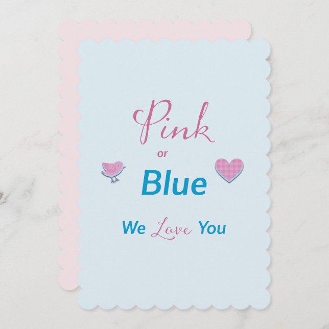 Pink or Blue Gender Reveal Invitation (Front/Back)