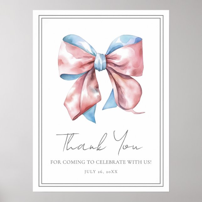 Pink Or Blue Gender Reveal Party Thank You Sign (Front)
