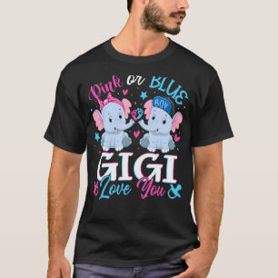 Pink Or Blue Gigi Loves You Elephants Baby Gender T-Shirt