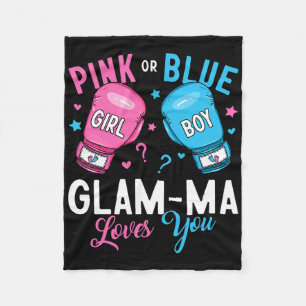 Pink Or Blue Glam-ma Loves You Boxing Gender Revea Fleece Blanket