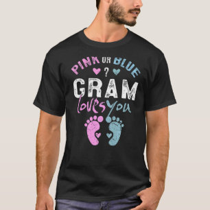 Pink or Blue Gram Loves You Grandma  for Grandpare T-Shirt