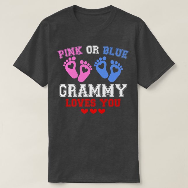Pink Or Blue Grammy Loves You Gender Reveal Premiu T-Shirt (Design Front)