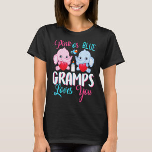 Pink Or Blue Gramps Loves You Elephants Baby Gende T-Shirt