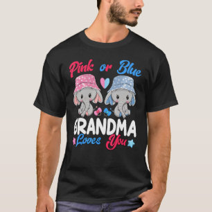 Pink Or Blue Grandma Loves You Elephants Baby Gend T-Shirt