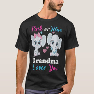 Pink or Blue grandma Loves You Elephants Baby Gend T-Shirt