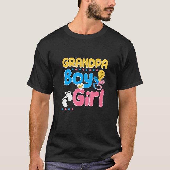 Pink or Blue Grandpa Loves You Best Grandfather Ev T-Shirt (Front)