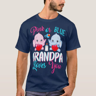 Pink Or Blue Grandpa Loves You Elephants-Baby Gend T-Shirt
