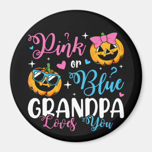 Pink Or Blue Grandpa Loves You Pumpkin Baby Circle Magnet