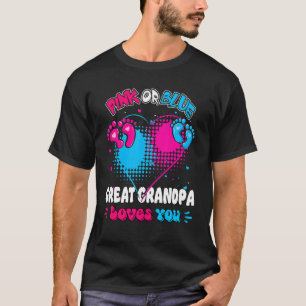 Pink Or Blue Heart Great Grandpa Loves You Shower T-Shirt