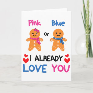 Pink Or Blue I Already Love You Gender Reveal Xmas Card