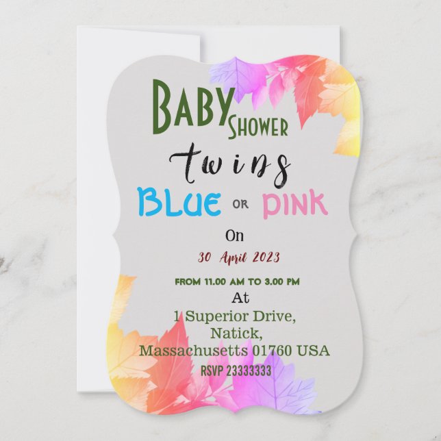 pink or blue invitation (Front)