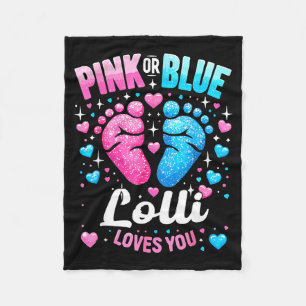 Pink or blue lolli loves gender reveal baby shower fleece blanket