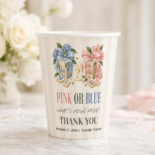 Pink or Blue Mahjong Tiles Gender Reveal Paper Cups