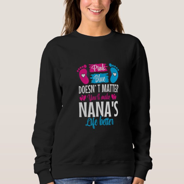 Pink Or Blue Makes Nanas Life Better Gender Reveal Sweatshirt (Front)