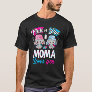 Pink Or Blue Moma Loves You Elephants Baby Gender T-Shirt