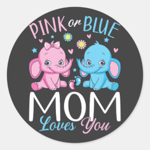 Pink Or Blue Mum Loves You Elephant Baby Classic Round Sticker