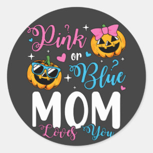 Pink Or Blue Mum Loves You Pumpkin Baby Classic Round Sticker