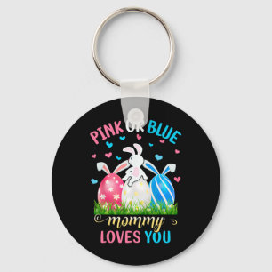 Pink Or Blue Mummy Loves You Easter Bunny Gender R Key Ring