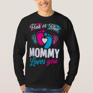 Pink Or Blue Mummy Loves You Footprints Cute Gende T-Shirt