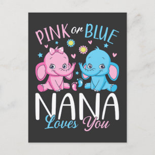 Pink Or Blue Nana Loves You Elephant Baby Postcard