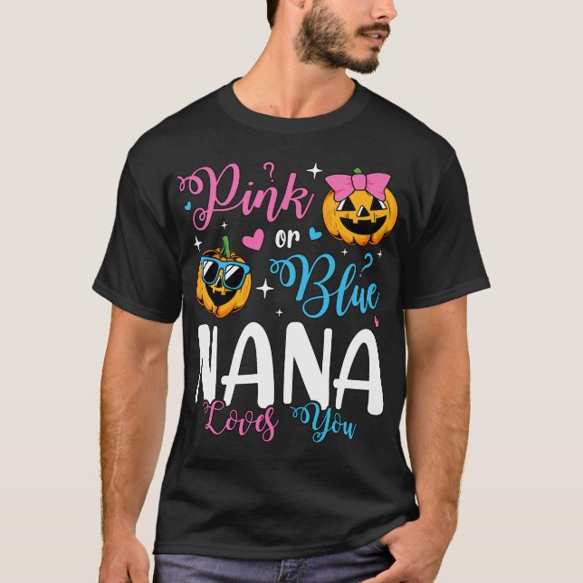 Pink Or Blue Nana Loves You Pumpkin Baby Men T-Shirt (Front)