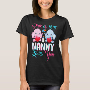Pink Or Blue Nanny Loves You Elephants Baby Gender T-Shirt