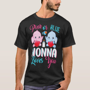 Pink Or Blue Nonna Loves You Elephants Baby Gender T-Shirt