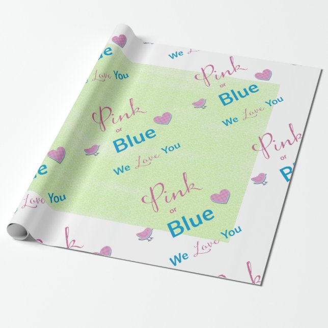Pink or Blue on Lime Wrapping Paper (Unrolled)