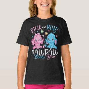 Pink Or Blue Pawpaw Loves You Elephant Baby Girl T-Shirt