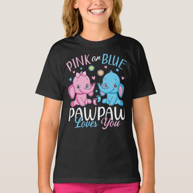 Pink Or Blue Pawpaw Loves You Elephant Baby Girl T-Shirt (Front)