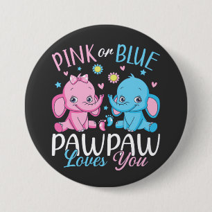 Pink Or Blue Pawpaw Loves You Elephant Baby Round 7.5 Cm Round Badge