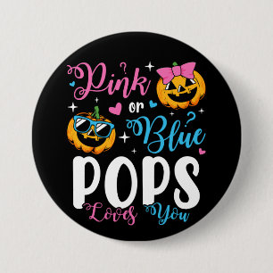 Pink Or Blue Pops Loves You Pumpkin Baby Round 7.5 Cm Round Badge