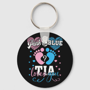 Pink Or Blue Tia Aunt Loves You Gender Reveal Key Ring
