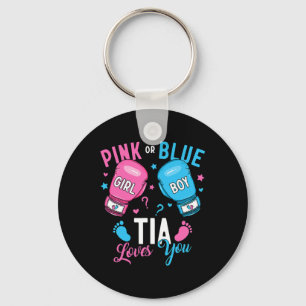Pink Or Blue Tia Loves You Boxing Gender Reveal Pa Key Ring
